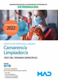 Camarero/A-Limpiador/A (Personal Laboral Grupo V). Comunidad Autonoma De Extremadura. Test Del Temario Especifico