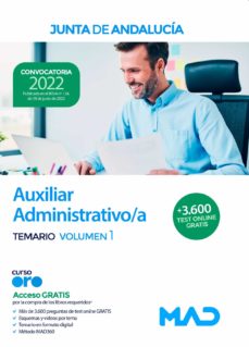 Libro, Audiolibro Auxiliar Administrativo/A Junta De Andalucia Temario Volumen 1 2022 Auxiliar Administrativo/A Junta De Andalucia Temario Volumen 1 2022