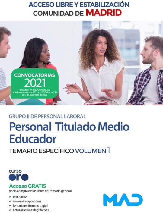 Libro, Audiolibro Personal Titulado Medio Educador Grupo Ii (Accesos Libre Y Estabilización) Comunidad Autónoma De Madrid Personal Titulado Medio Educador Grupo Ii (Accesos Libre Y Estabilización) Comunidad Autónoma De Madrid